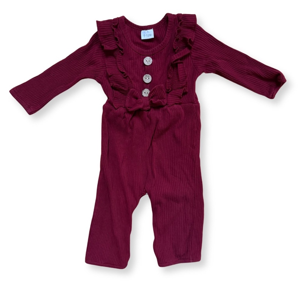 Maroon Boutique Baby Jumper (6–12 Months) – Gently Used, Super Cute!